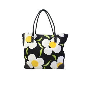 Lambertson Truex Womens Lined Graphic Printed Canvas Tote Handbag Black
